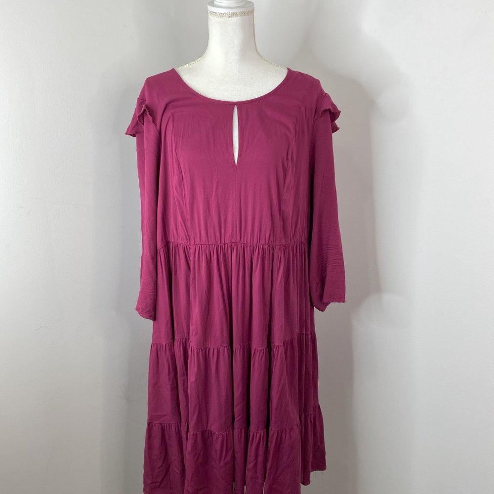 Torrid Fuchsia Keyhole Ruffle Dress - Picture 2 of 8